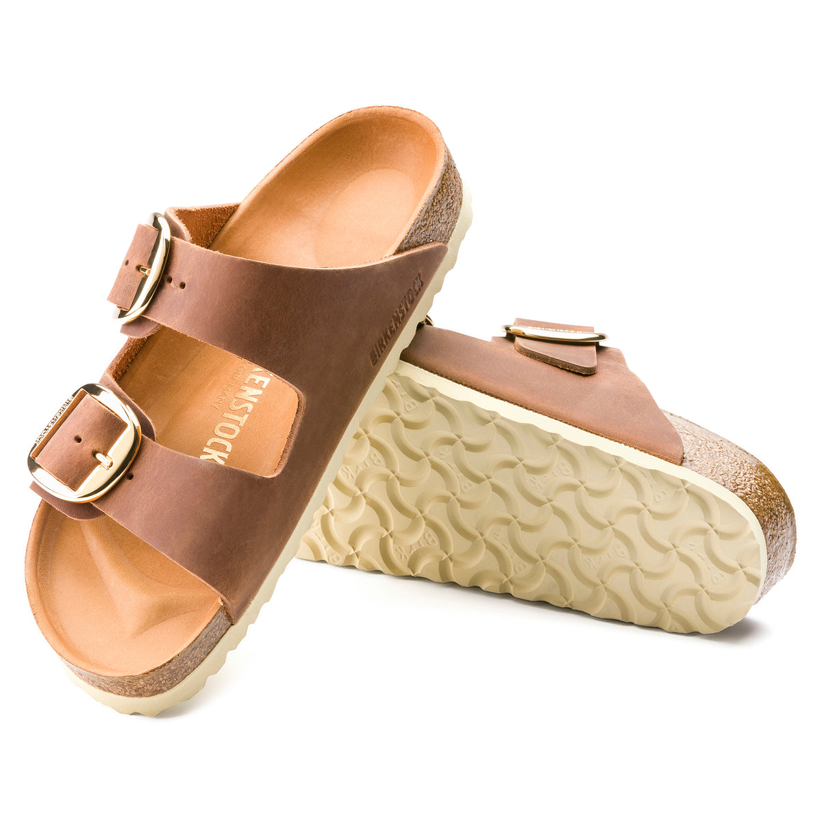 Arizona Big Buckle Congac Leather Sandal