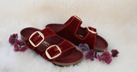 Arizona Big Buckle Sandal Rust Red Velvet
