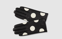 Black White Spot Leather Gloves