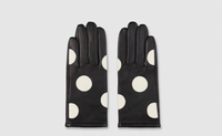 Black White Spot Leather Gloves