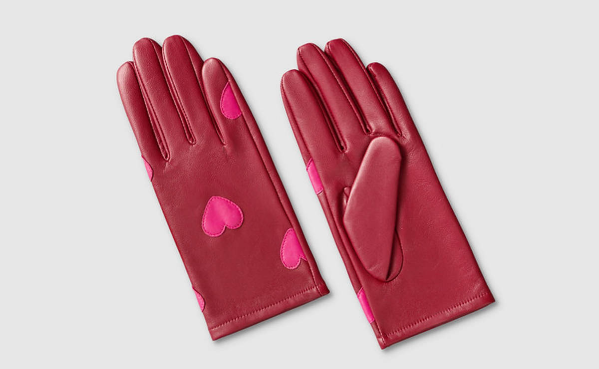 Burgundy Pink Heart Gloves