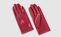 Burgundy Pink Heart Gloves