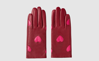 Burgundy Pink Heart Gloves