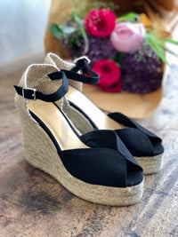 Castaner Bianca Black Wedge Espadrille Sandals