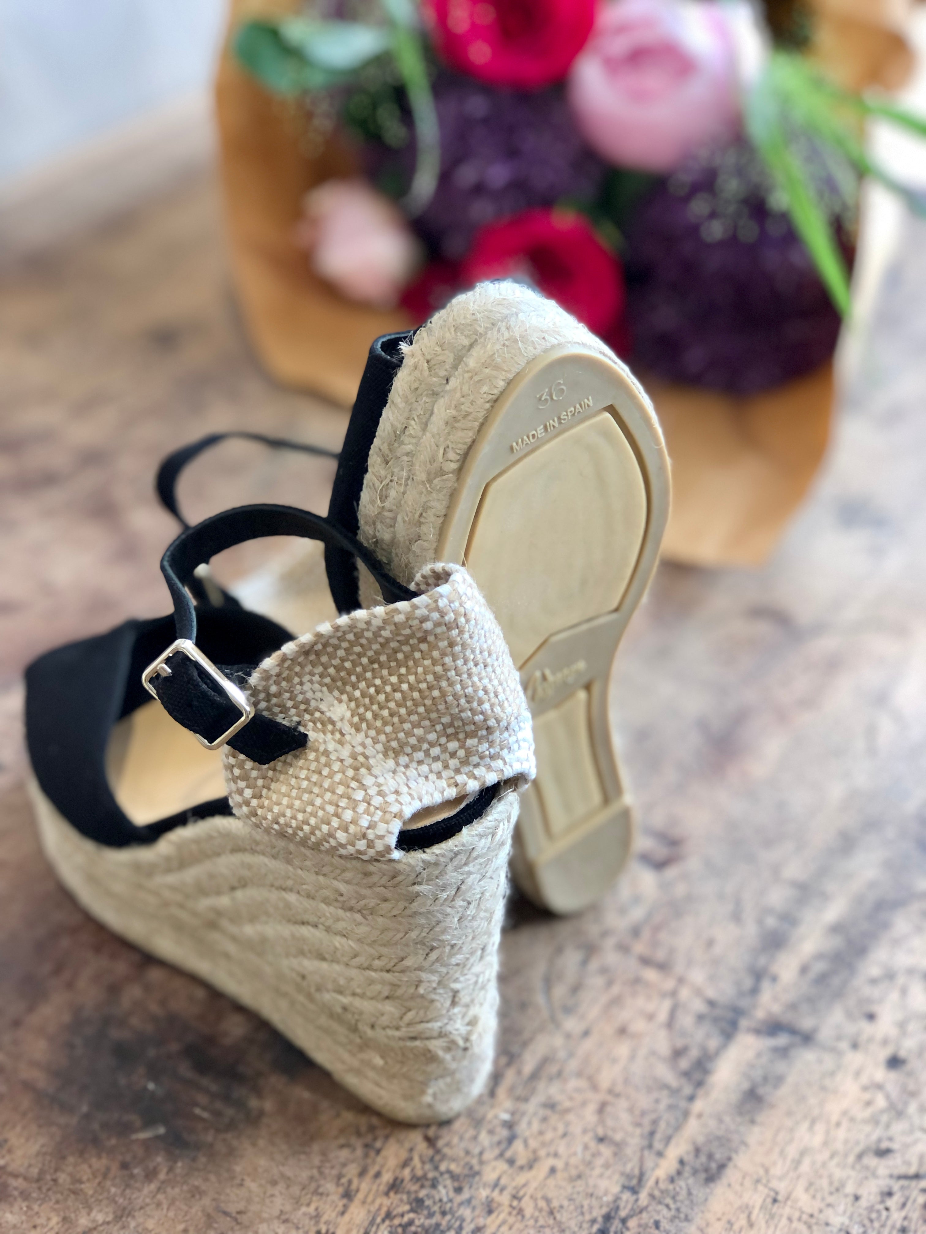 Castaner Bianca Black Wedge Espadrille Sandals The Shoe Gallery