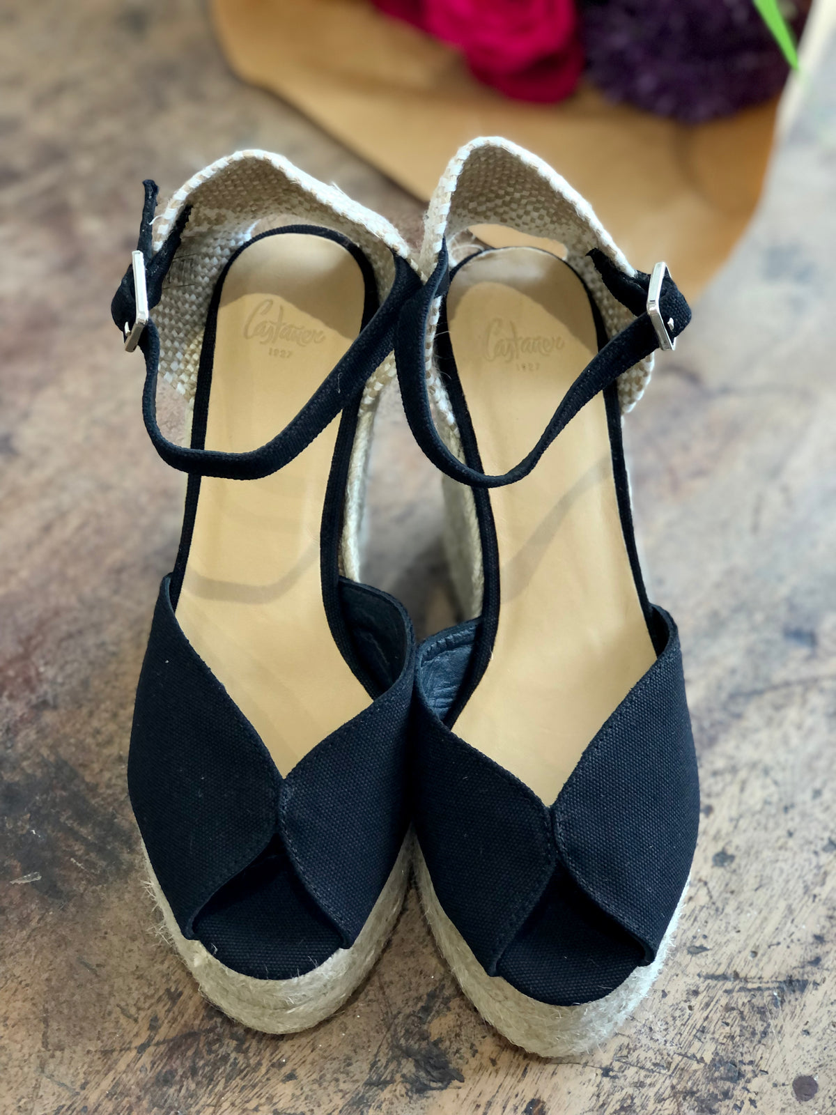 Castaner Bianca Black Wedge Espadrille Sandals