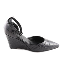 Chiela Black Croc Leather Wedge