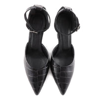 Chiela Black Croc Leather Wedge