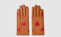 Cognac Red Heart Leather Gloves