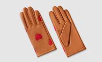 Cognac Red Heart Leather Gloves