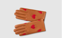 Cognac Red Heart Leather Gloves