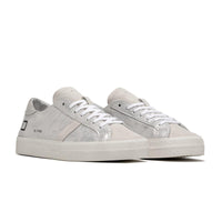 Hill Low Leather Trainers Stardust Silver Grey Heel