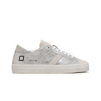 Hill Low Leather Trainers Stardust Silver Grey Heel