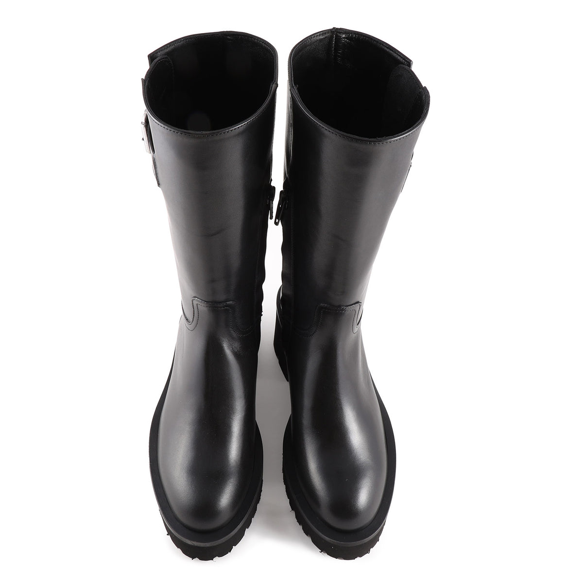 Cherry Chunky Black Leather Biker Boot