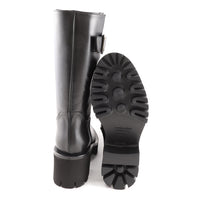 Cherry Chunky Black Leather Biker Boot