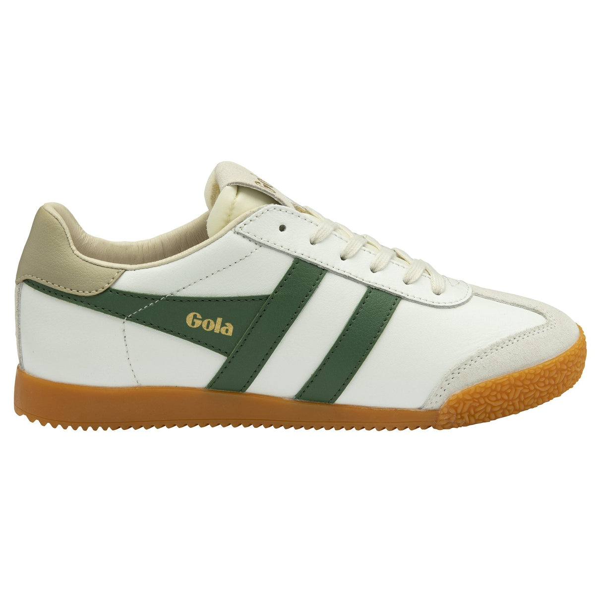 Gola Classics Women's Elan Leather Trainer  White/Evergreen/Bone