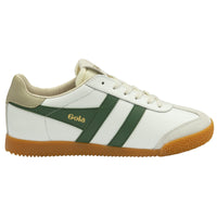 Gola Classics Women's Elan Leather Trainer  White/Evergreen/Bone