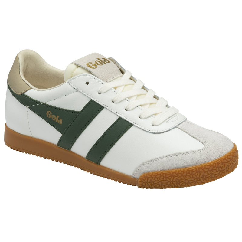 Gola Classics Women's Elan Leather Trainer  White/Evergreen/Bone