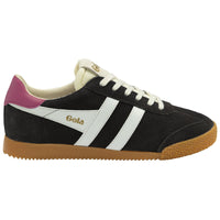 ELAN Suede Trainers  Black/Off White/Fuchsia