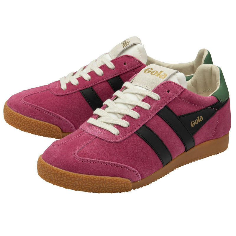 ELAN Suede Trainer Fuchsia/Black/Evergreen