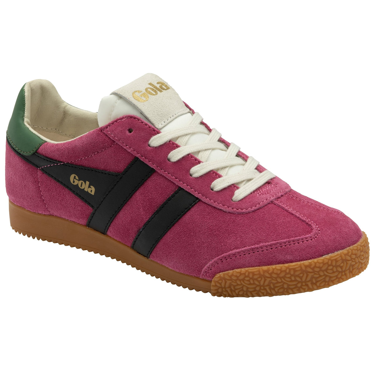 ELAN Suede Trainer Fuchsia/Black/Evergreen