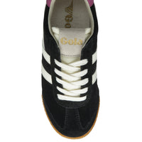 ELAN Suede Trainers  Black/Off White/Fuchsia