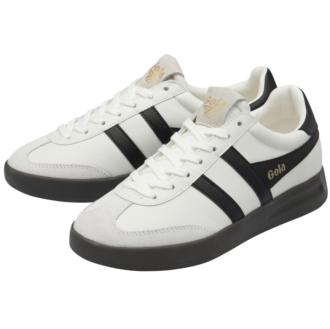 Gola Women's Cyclone Leather Trainer White, Black, Dark Gum