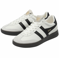 Gola Women's Cyclone Leather Trainer White, Black, Dark Gum
