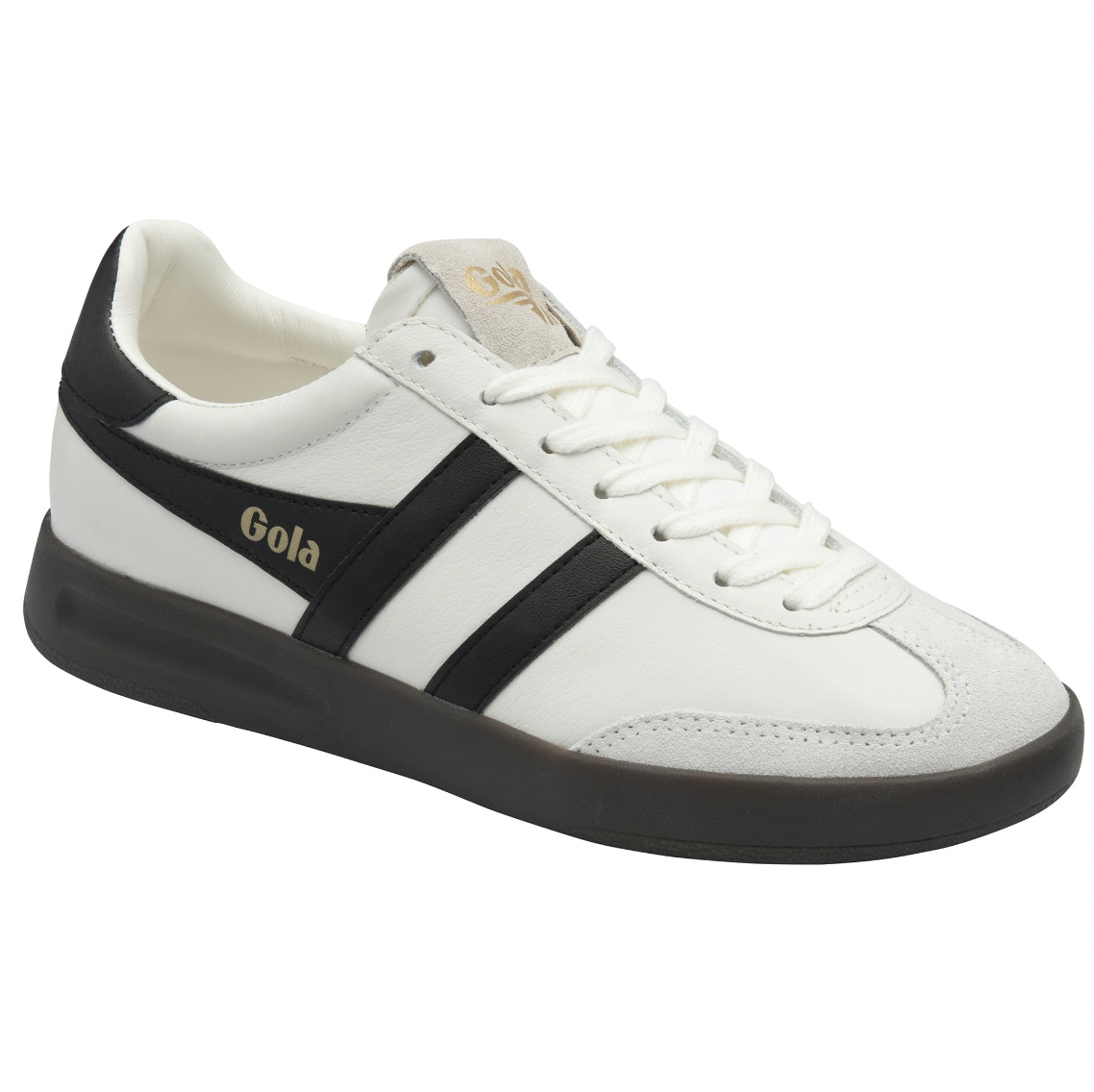 Gola Women's Cyclone Leather Trainer White, Black, Dark Gum
