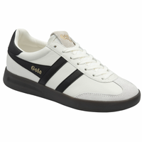 Gola Women's Cyclone Leather Trainer White, Black, Dark Gum