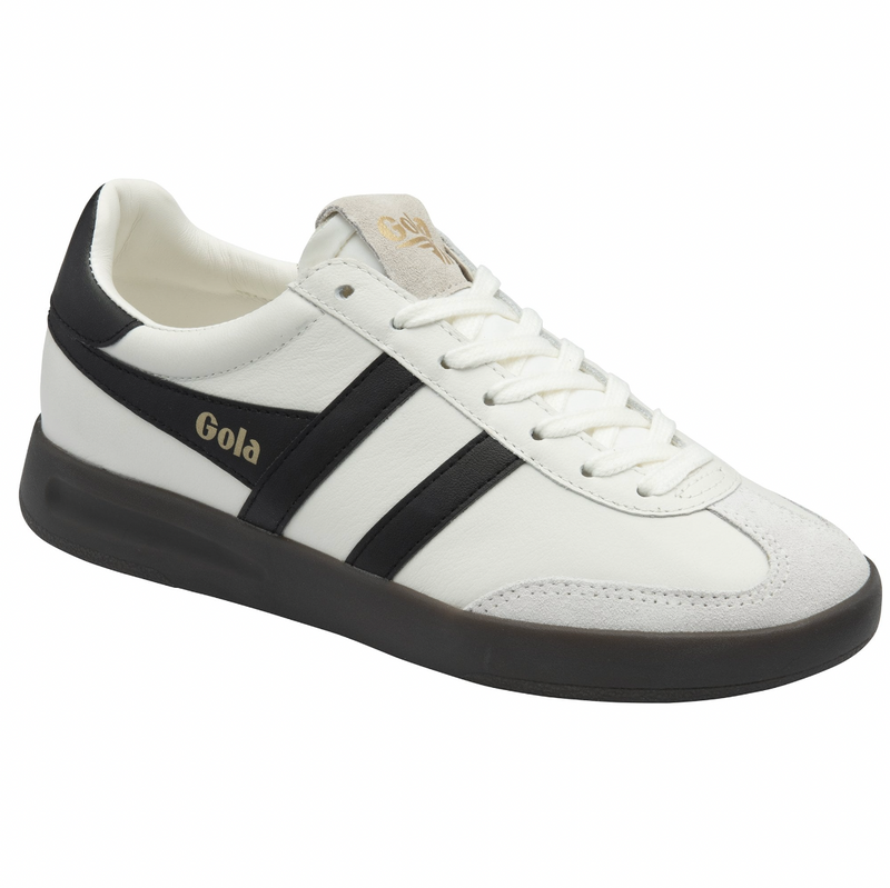 Gola Women's Cyclone Leather Trainer White, Black, Dark Gum