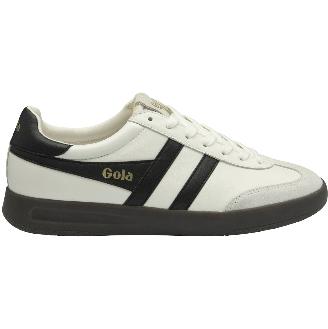 Gola Women's Cyclone Leather Trainer White, Black, Dark Gum