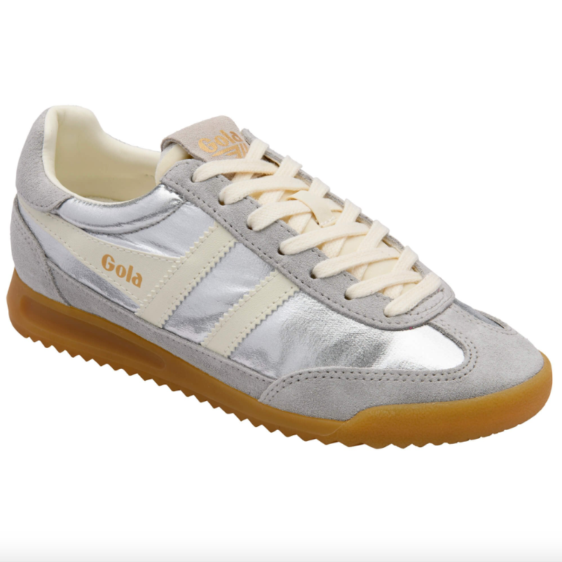 Firefly Metallic Trainers Silver/Off White