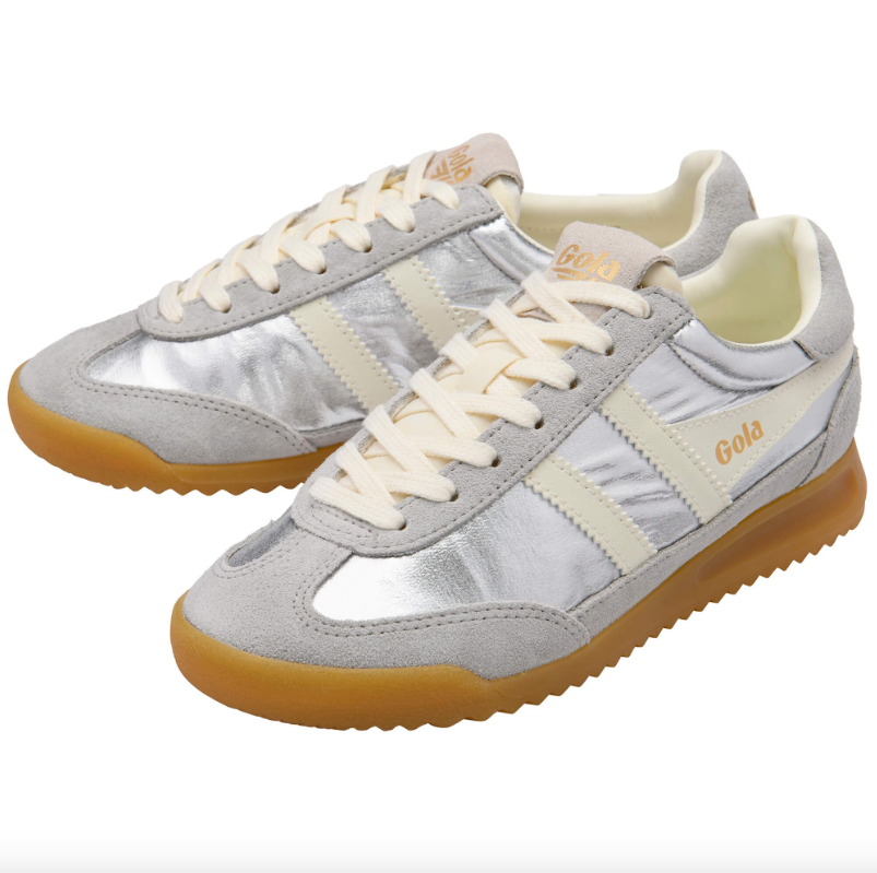 Firefly Metallic Trainers Silver/Off White