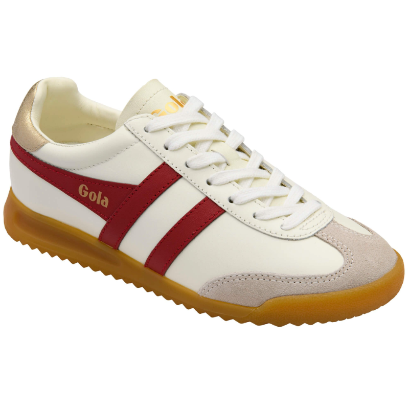 Torpedo Leather Trainers Off White/Red/Gold
