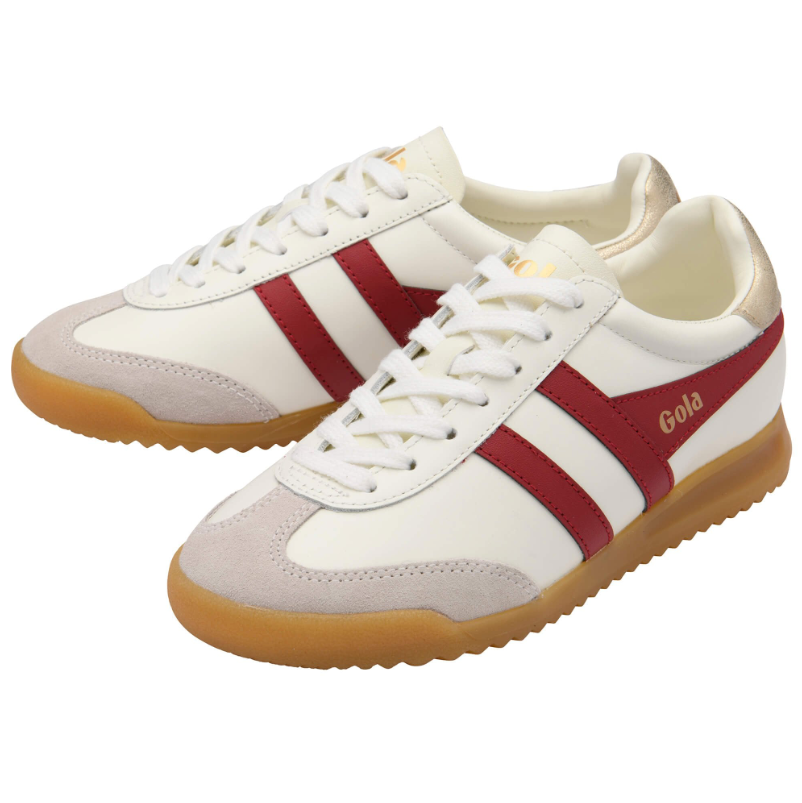 Torpedo Leather Trainers Off White/Red/Gold