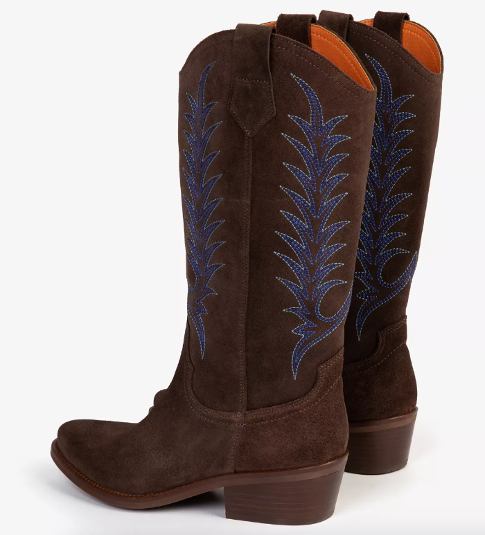 Goldie Embroidered Cowboy Boot Bitter Chocolate