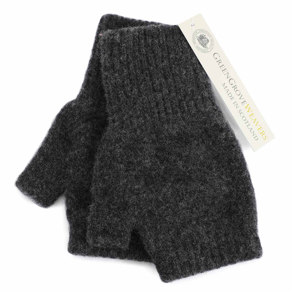 Green Grove Weavers Fingerless Gloves Charcoal