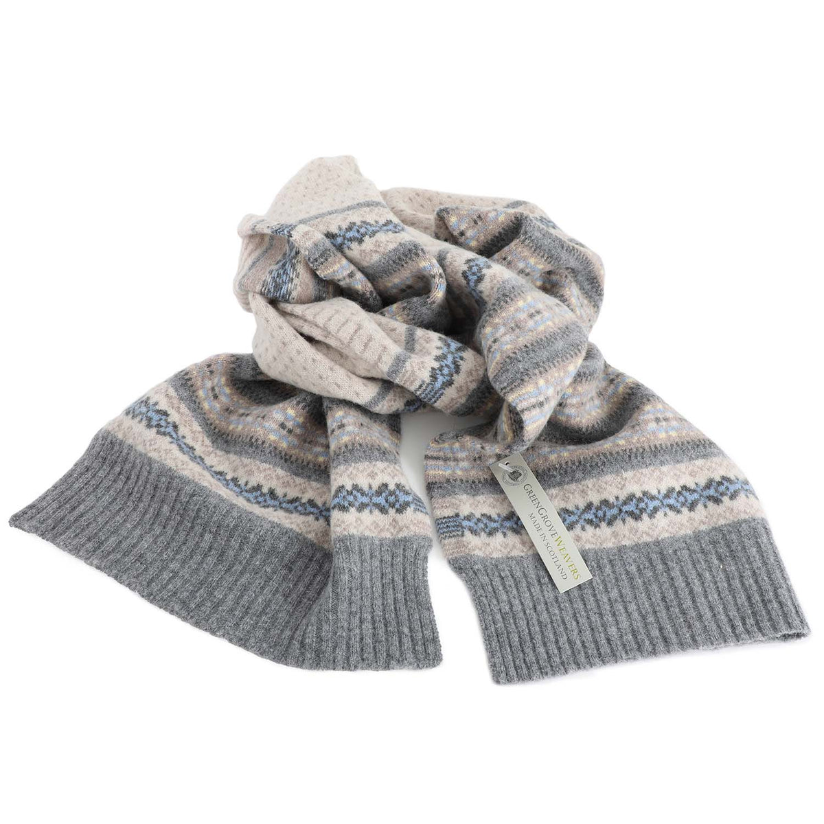 Green Grove Weavers Innes Fairisle Scarf Dewdrop