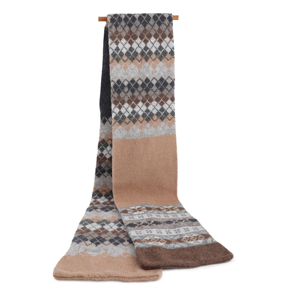 Green Grove Weavers Lennox Fairisle Scarf Sandstone
