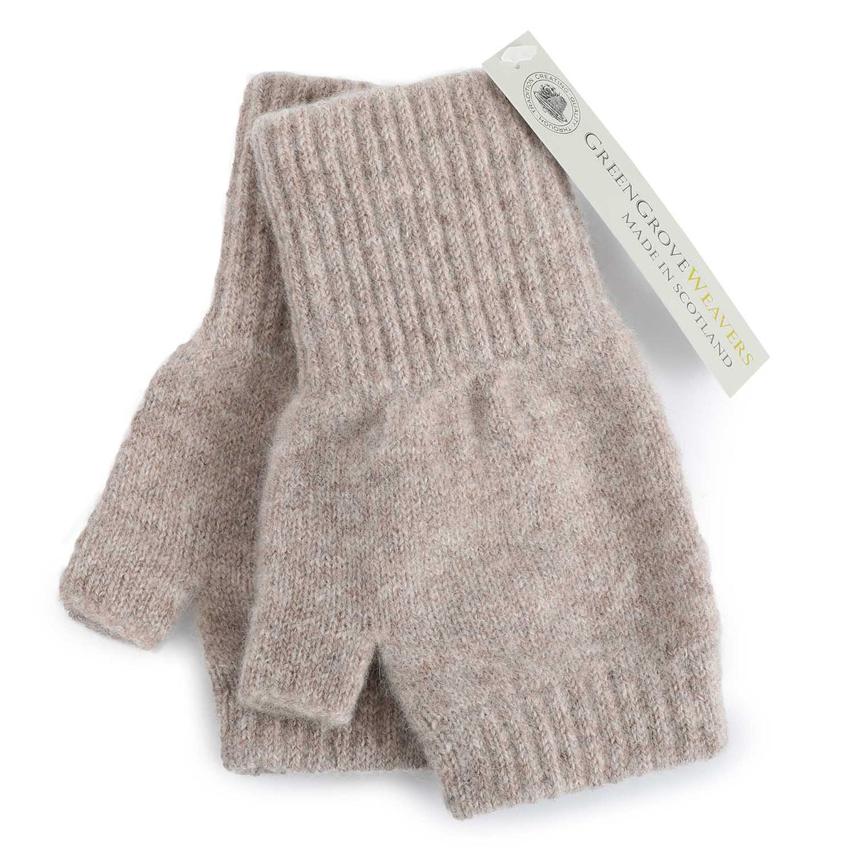 Green Grove Weavers Fingerless Gloves Sandstone