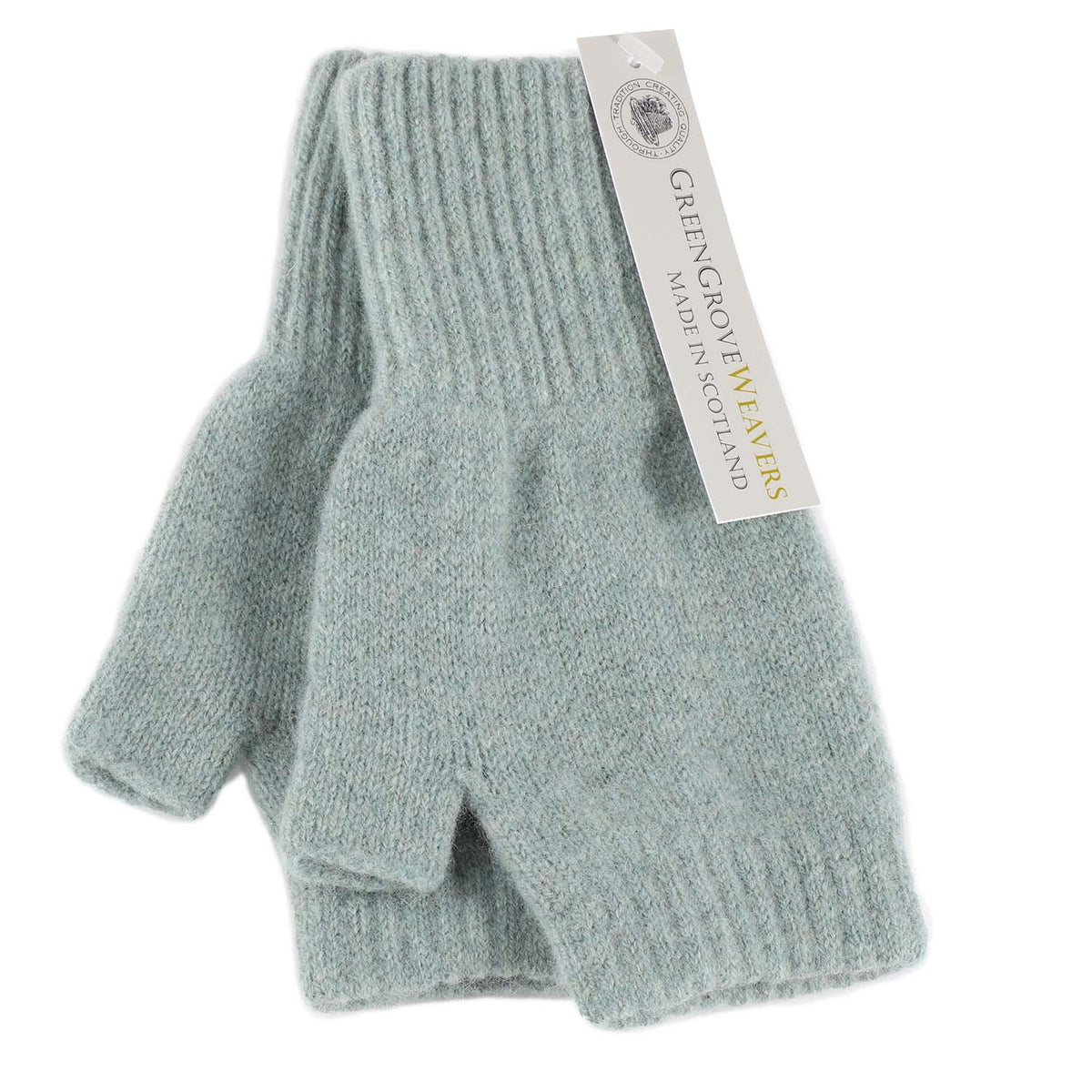 Green Grove Weavers Lambswool Fingerless Mittens Eau de nil