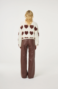 Heart Pullover Cosy White Mocha Brown
