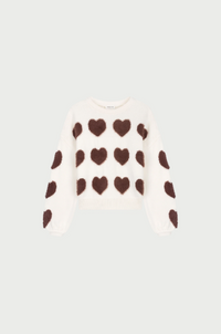 Heart Pullover Cosy White Mocha Brown