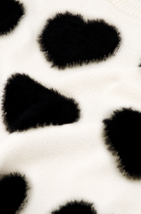 Heart Pullover Cosy White Black Ink