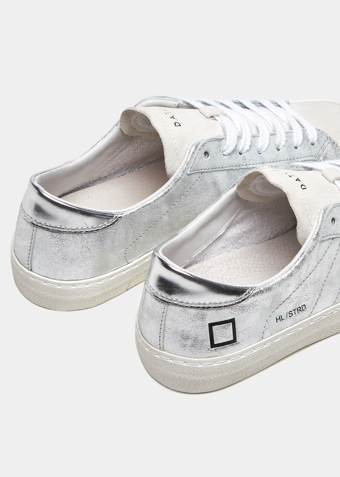 Hill Low Leather Trainers Stardust Silver