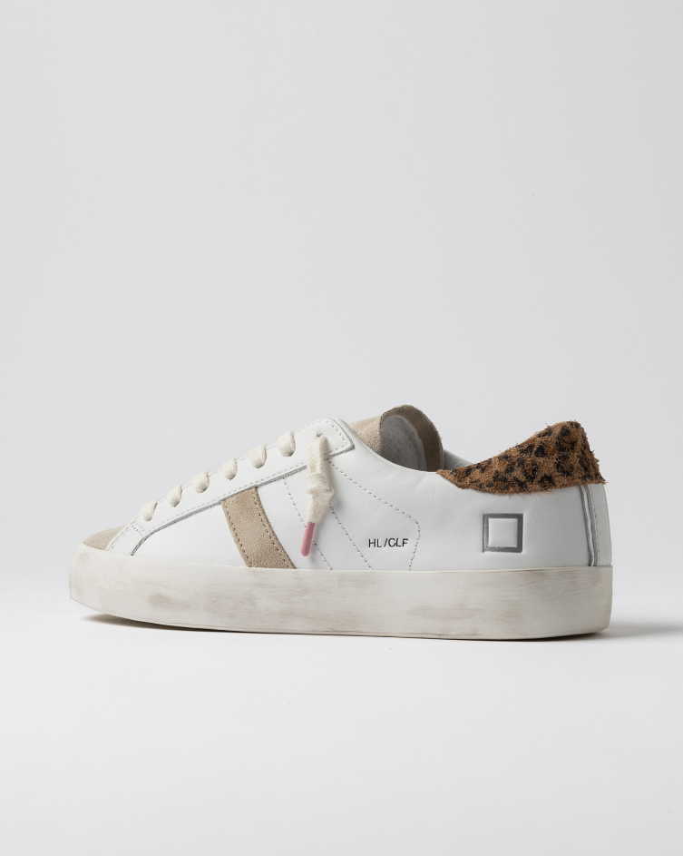 Hill Low White Leather Trainer Leopard