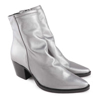 Italian Leather Western Boots Silver