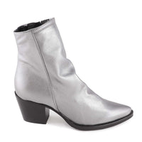 Italian Leather Western Boots Silver