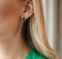Leah Earrings Green Combination On Gold